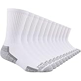 Heatuff Mens Crew Socks Moisture Wicking Max Cushion Athletic Work Socks for men (6 Pairs)