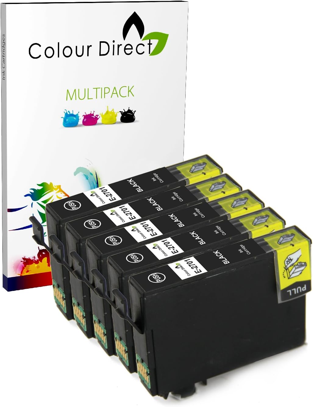 Colour Direct 5 Black (2701 Compatible Ink Cartridges Replacement For Epson WorkForce WF-3620 WF-3620DWF WF-3640DTWF WF-7110DTW WF-7610DWF WF-7620DTWF WF-7620TWF Printers 27XL