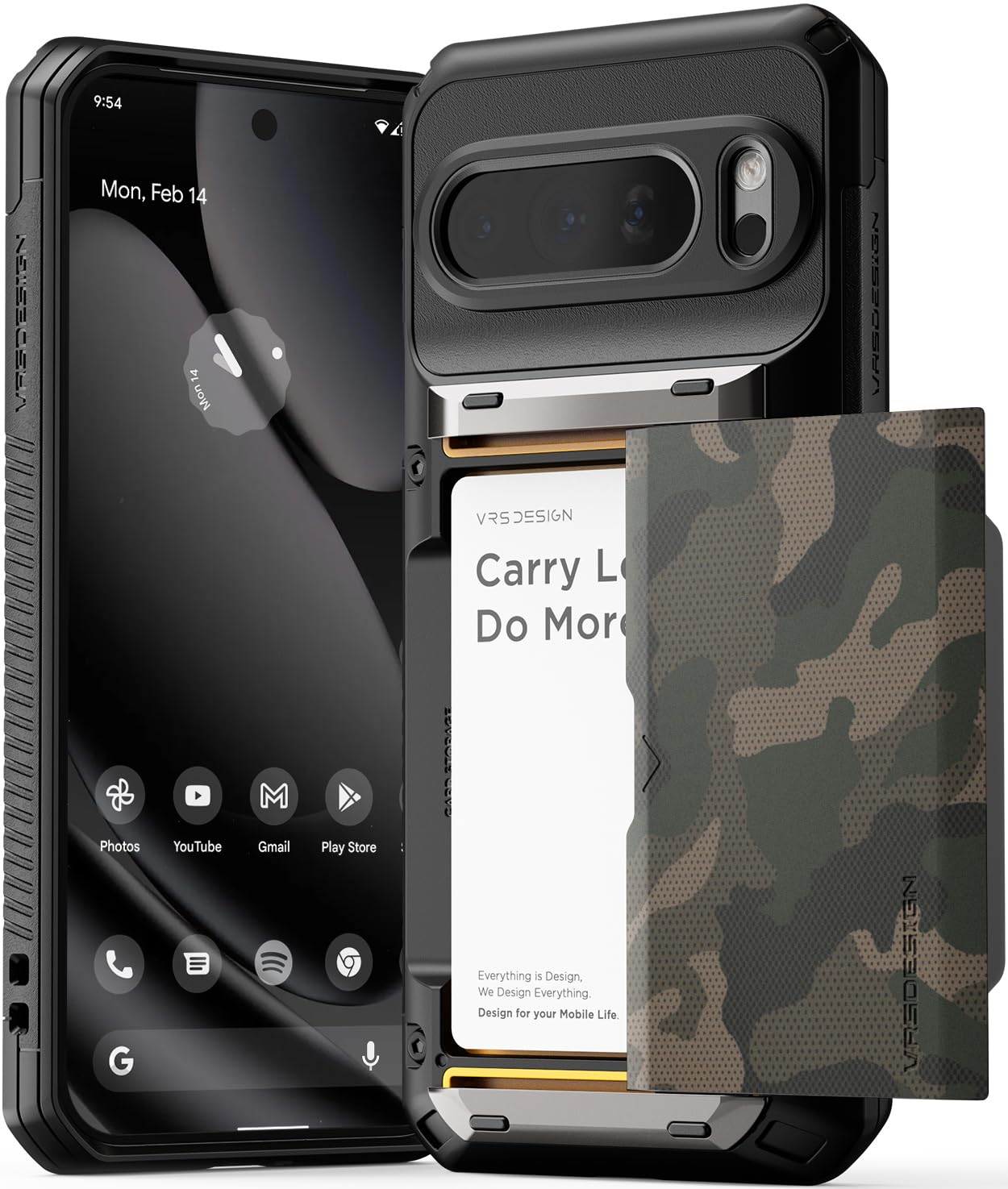 VRS DESIGN Damda Glide Pro for Pixel 10 Pro XL (2025) – Rugged Wallet Case with Sturdy Semi Auto Card Holder [4 Cards] Heavy Duty Phone Cover (Alpha Green)