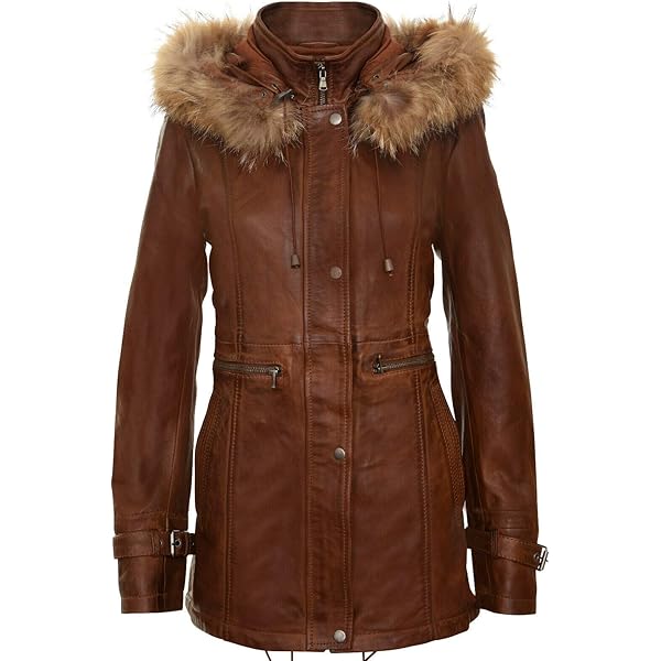 BGSD Women Irene Hooded Lambskin Leather Parka Coat (Also