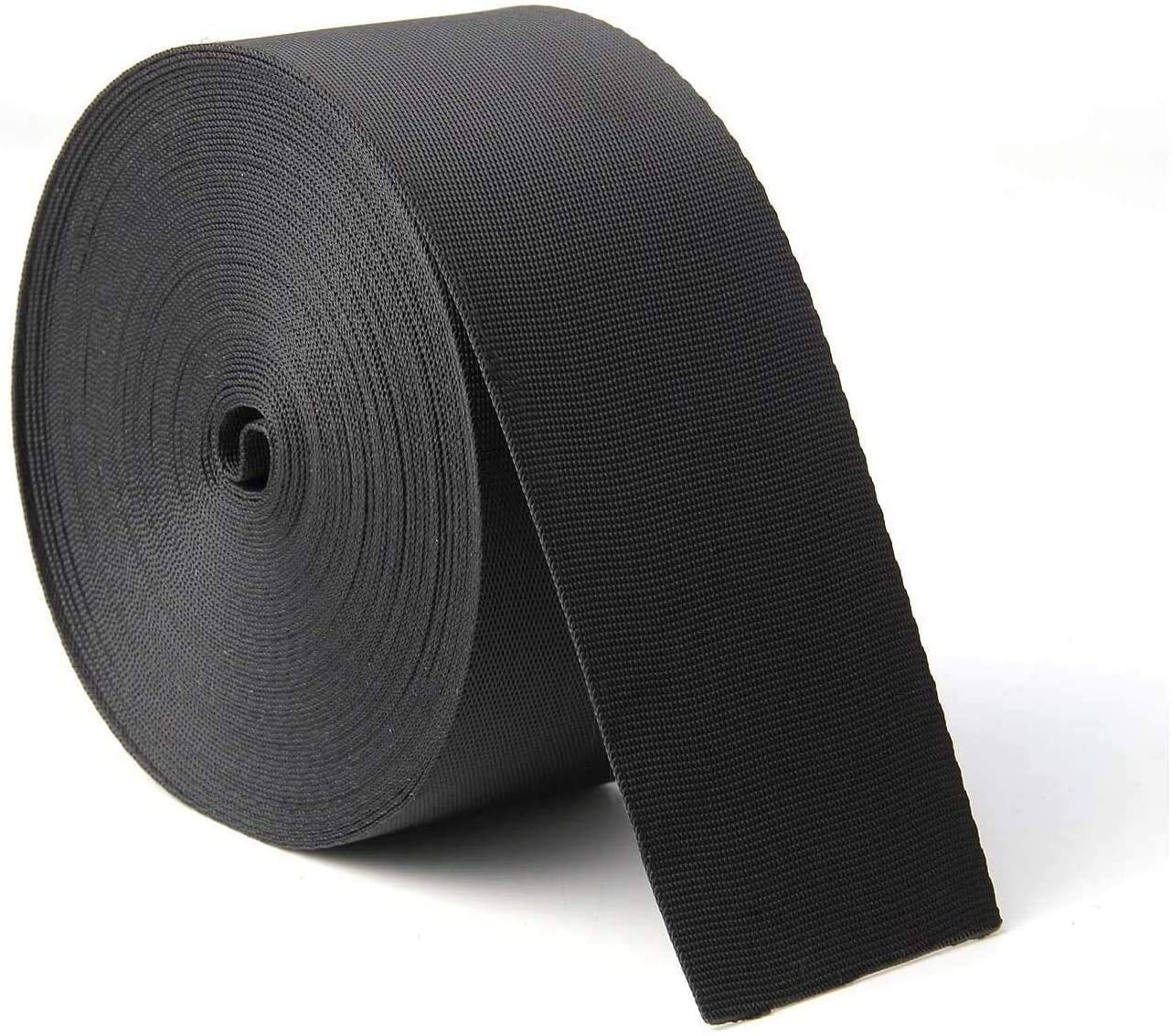2 Inch Wide 10 Yards Nylon Heavy Duty Webbing Strap，Polypropylene Heavy Straps for Bags, Hammocks, Outdoor Climbing and DIY Making Luggage Strap, Pet Collar, Backpack Repairing (Black)
