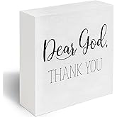 Dear God Thank You Sign, Inspirational Christian Decor, Plaque Rustic Box Sign for Living Room Shelf Table Decoration Bible Verse Jesus Thank You Decor Gifts for Women Men 5x5 C09