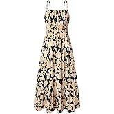 GRACE KARIN Summer Dresses for Women 2026 Vacation,Smocked Floral Maxi Dress,Boho Beach Sundress with Pocket Fashion Clothing