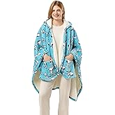 Berkshire Blanket Peanuts® Sherpa Wearable Blanket Hoodie, Cute Character Snoopy Plush Hooded Shawl Blanket