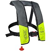 Rrtizan Inflatable Life Jacket for Adults - Automatic/Manual for Fishing | for Fishing Kayaking Paddle Boarding,150N Buoyancy PFD,for 80-300lbs,Includes CO2 Cartridge, with Whistle,Reflective Tape