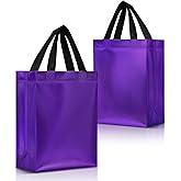 Nush Nush Purple Gift Bags Medium Size – Set of 12 Purple Reusable Gift Bags With Handles - Perfect Goodie Bag for Halloween Treats, Holidays, Christmas Presents, Birthday Party Favors – 8Wx4Dx10H