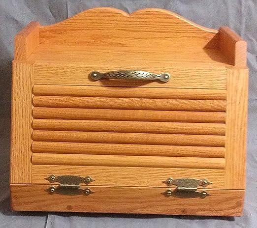 Amazon Com Oak Bread Box Corner Bread Box Cabinet Kitchen Dining