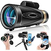 Monocular Telescope 80x100 HD Monoculars for Adults with Tripod & Phone Adapter, Monoculars for Bird Watching Stargazing Camping Hiking Hunting Wildlife Travel-Black