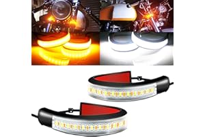 5in Motorcycle Daytime Running Light Flexible Switchback White&Amber DRL Sequential Blinkers Ring Fork Turn Signal Light 5" A