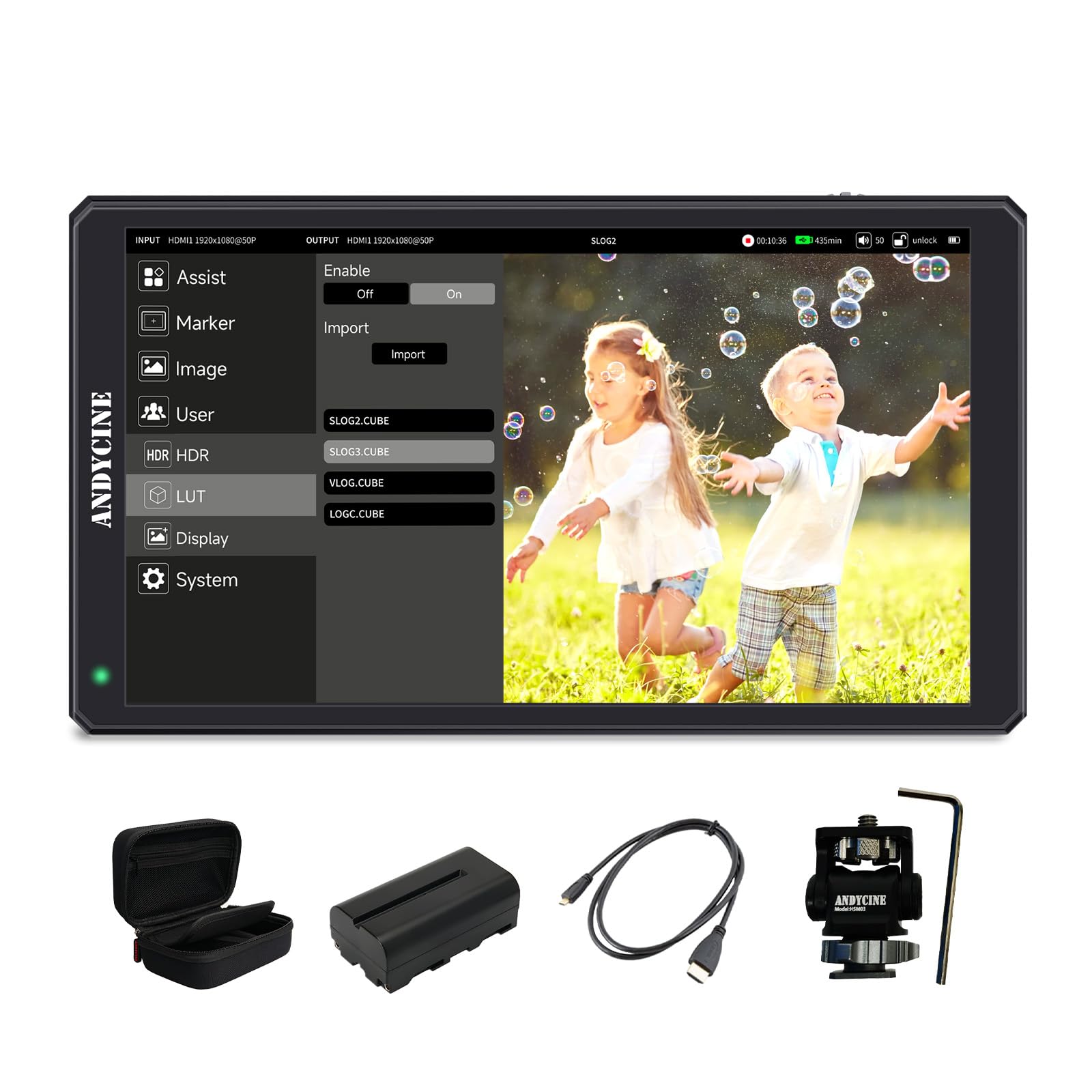 ANDYCINE C6R 6" Camera Monitor with Video Recorder, 4K 60Hz HDR DSLR Mirrorless Camera Field Touch Screen with 3D LUT 1920x1080 RGB Waveform Histogram