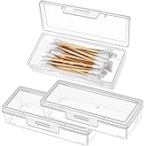 Sibba 3 x Plastic Cotton Swab Holder Clear Small Dental Floss Picks Storage Box Flossers Cotton Pad Holder with Dustproof Lid Travel Toothpick Floss Qtip Buds Portable Case Flosser Dispenser Container
