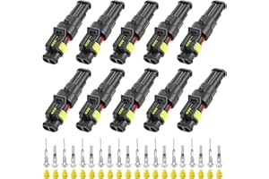 Thewinio 10 Kit 2 Pin Connector, 20-16 AWG Waterproof Electrical Automotive Wire Connector, 1.5mm Series Terminals Male Female Car Harness Plug Sets