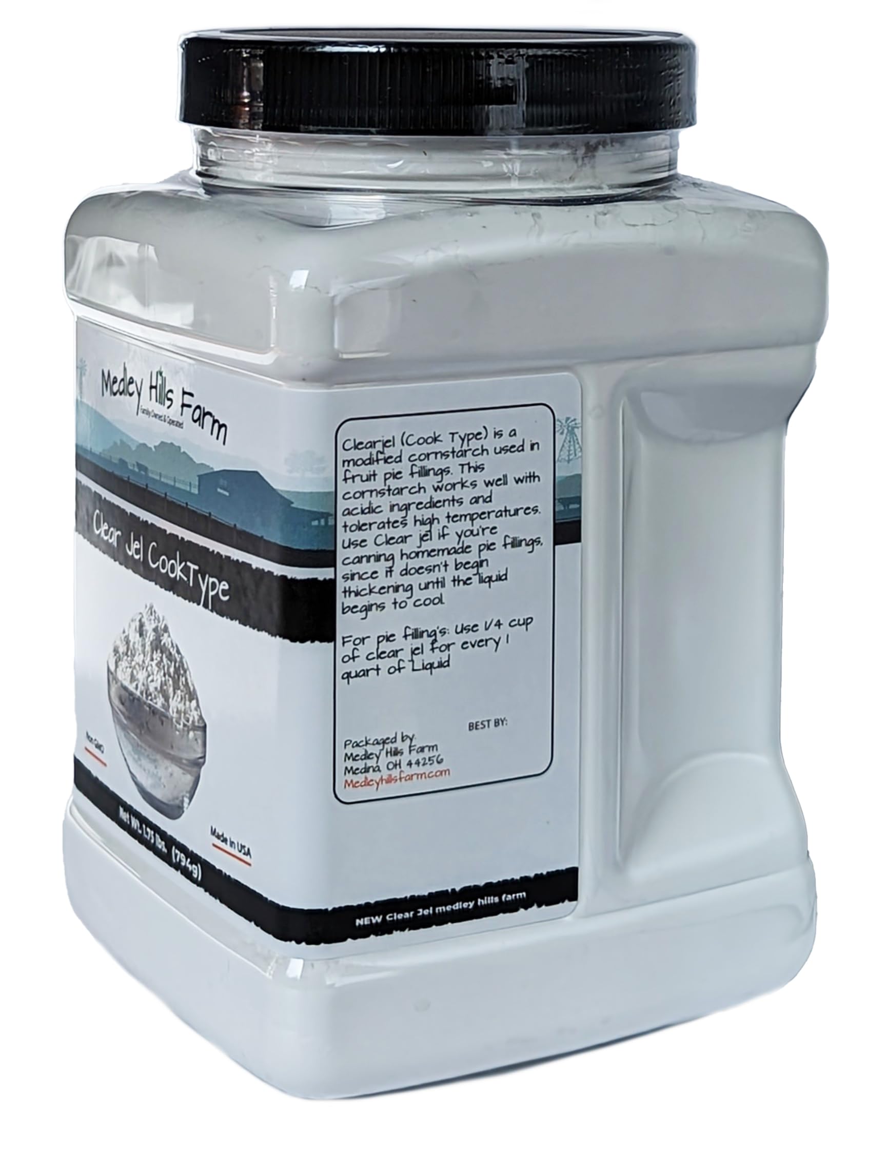 Clear Jel by Medley hills farm 1.75 Lbs. in Reusable Container - Great Clear Jel for canning Pie Filling - Gluten-Free - Non-GMO - Made in USA