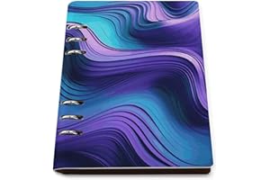 Wavy Purple Notebook, A5 PU Leather Loose Leaf Notebook with 90 Sheets - Refillable Binder for Writing, Note Taking, Journali