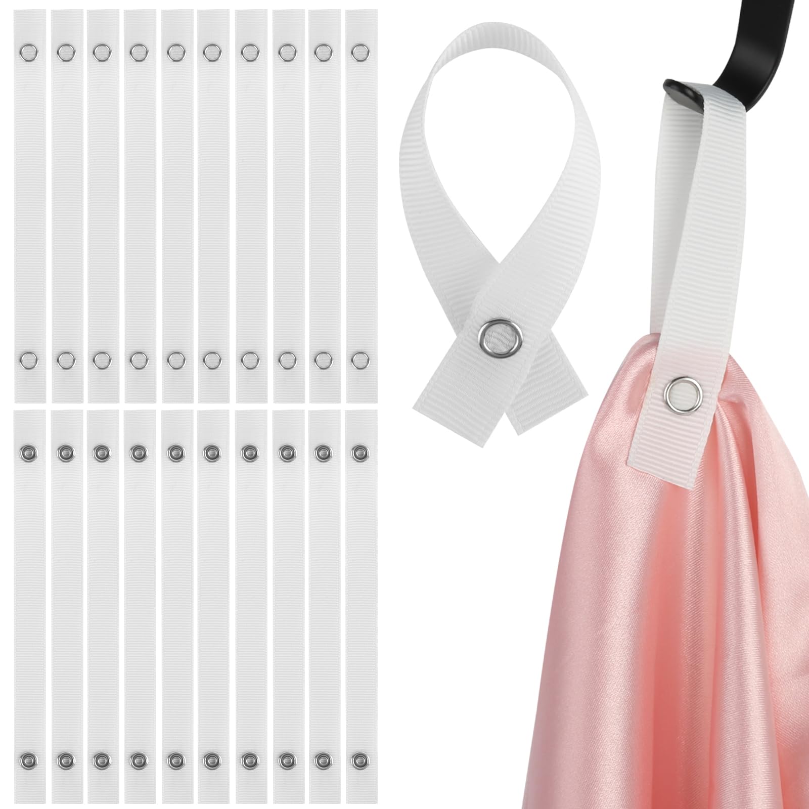 JIANGZHIB Sewing Free Textile Hangers, 30 Pack 155 x 12 mm Hanging Tea Towels Clip, White Towel Clips Hanger Set Modern Style for Home Kitchen Bathroom Cupboards Cloth