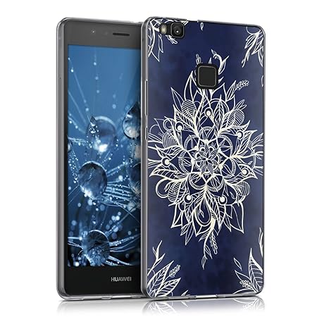 kwmobile Huawei P9 Lite Hülle - Handyhülle für Huawei P9 Lite - Handy Case in Weiß Dunkelblau