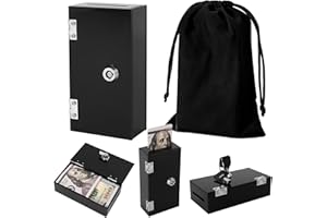 CLARITYCRAZE Pocket Size Acrylic Cash Box for Gambler,Winners Bank with 2 Keys Storage Bag, Compact Portable Secure Money Organizer Safe Lock Box for Casino, Control Gambling,Black,1 Pack