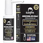 Elevate Hair Regrowth Treatment 5% Minoxidil Spray for Men - Clinically Proven Formula Fast Absorbing for Hair Loss and Growth Unscented Topical Hair Spray for Thinning & Balding Hair - Made in USA