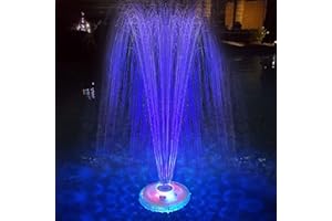 KINGSOM Floating Pool Fountain with Underwater Light Show, Floating Pond Fountain, 2 Spray Modes Waterfall Fountain, Waterproof Sprinkler Fountains for Inground Above Ground Pools