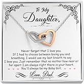 To My Beautiful Daughter Necklace from Mom & Dad | Cubic Zirconia Pendant with Heartfelt Message Card & Gift Box | Daughter Birthday, Graduation, Christmas Jewelry Gift from Parents