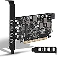 Sinefine USB PCIe Card Power Delivery 4 USB Type-C Ports, PCIe USB3.1(USB 3.2 Gen 2) with 10 Gbps Motherboard Card for PC Desktop
