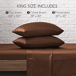 MR&HM Satin Bed Sheets, King Size Sheets Set, 4 Pcs
