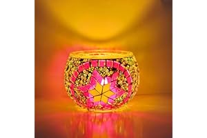 Turkish Mosaic Candle Holder Decorative Night Light Colorful Round Glass Multi-Function Ornament Student Desk Pen Holder Stor