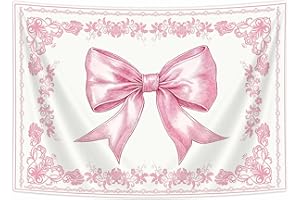 JAWO Pink Bow Wall Tapestry, Light Pink Coquette Art Poster for Bedroom Girls Women, Cute Bowknot Wall Hanging Aesthetic Kawa
