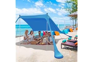 YENGIAM Beach Canopy Beach Tent Pop Up Shade 7.5X7.5 FT Portable Sun Shelter Extra Windproof Rope Stable Sun Protection with Carry Bag Easy Set Up for Family Outdoor Camping Fishing Backyard Picnics