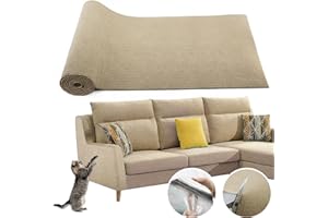 FLOATLIVE Cat Scratching Climbing Carpet Mat, Self-Adhesive Trimmable Anti Cat Scratcher Couch Furniture Protector from Cat Claws, Cat Post Covered Pad Replacement for DIY Cat Tree (Khaki, 15.8" x 40")