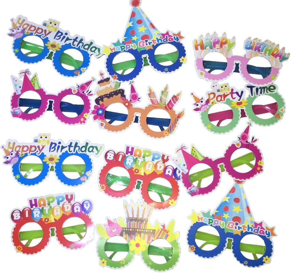 Happy Birthday Glasses,12 Pieces Photo Booth Props: Kitchen & Dining