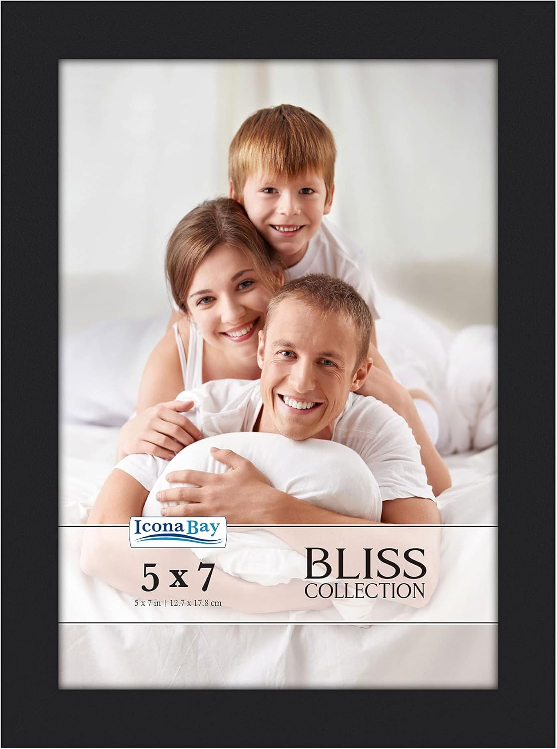 Photo Albums, Frames & Accessories - Icona Bay 5x7 Black Picture Frame, Modern Style Wood Composite Frame, Table Top or Wall Mount, Bliss Collection