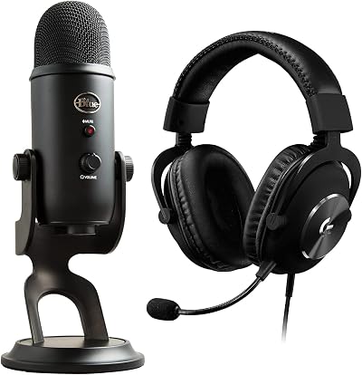 Logitech G PRO X Gaming Headset and Yeti Blackout Package