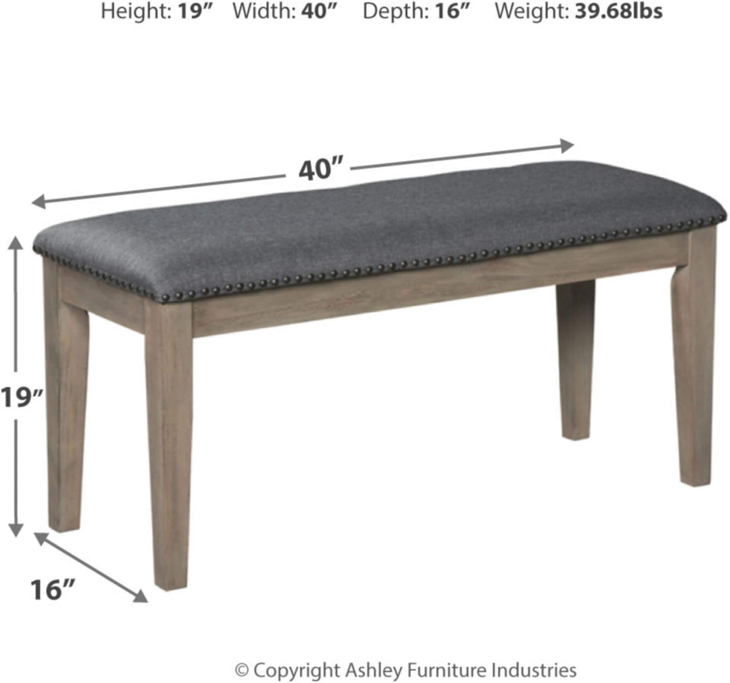 Signature Design by Ashley Aldwin Dining Room Bench, Gray - Table & Chair Sets