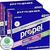 Propel Water Flavoring Enhancer Variety Bulk, 80 Drink Mix Packets (20 Each Flavor) - Raspberry Lemonade, Grape, Berry, Kiwi Strawberry With Galley Grove Sugar Free Breath Mints
