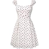 Belle Poque Women's Summer Mini Floral Dress 2026 Cap Sleeve A Line Flowy Beach Short Sundresss Square Neck Cute Dress