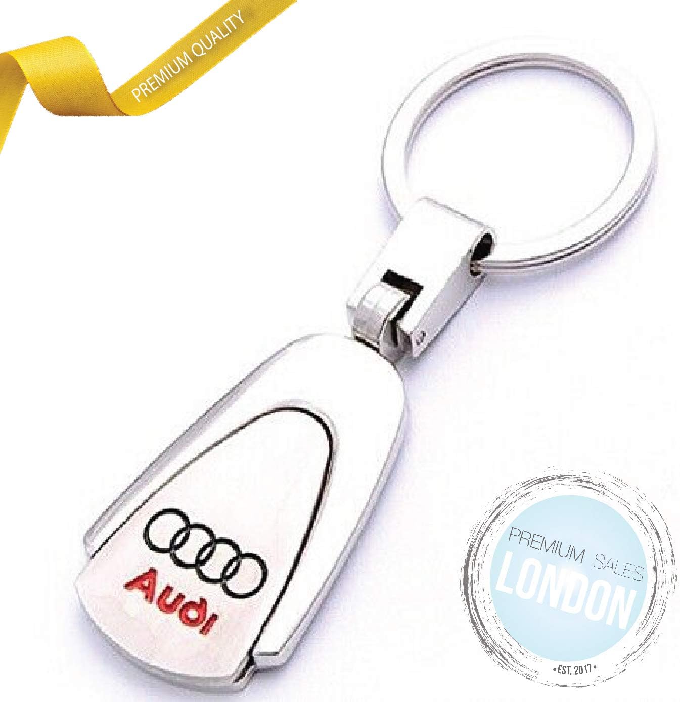 PSL Car Brand Key Ring Stylish Chrome Key Chain Fob Gift Metal A1 A3 A4 A5 A6 A7 compatible with Audi cars