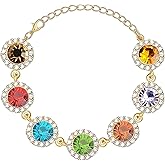 KONPJE Colorful Rhinestone Bracelet for Women Gold Sparkly Crystal Hand Bracelet Adjustable Irregular Gemstone Tennis Bracelet Rave Prom Link Chain Ankle Bracelets Trendy Wedding Brides Jewelry