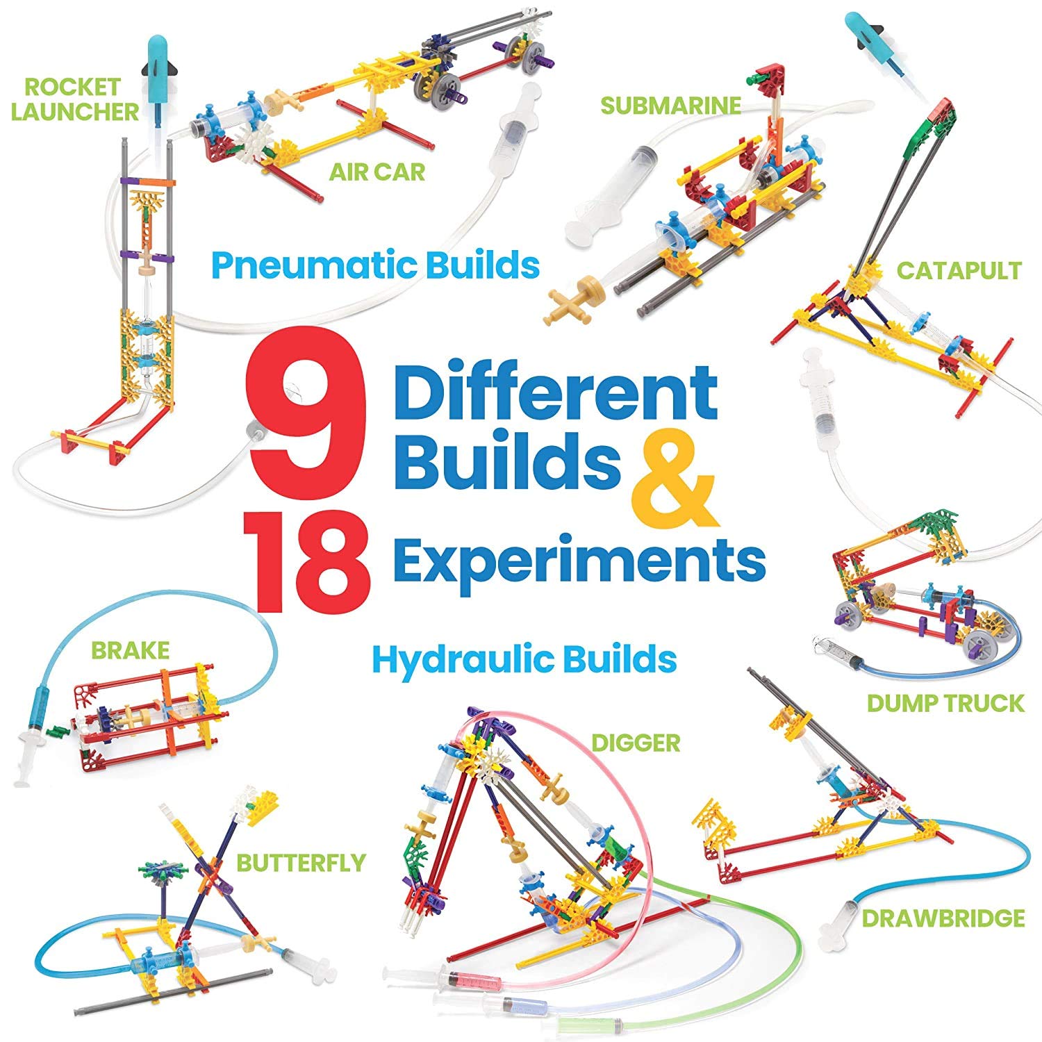 hand2mind Moving Creations with K'NEX, Book and Building Kit for Kids Ages 8-12, 9 Models & 18 Science Experiments, Explore The Science of Air and Water, Homeschool Science Kits