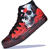 GXZUORUI Gothic Skull Shoes for Women Fashion Sneakers Men's Hand-Painted Graffiti Shoes Punk Cosplay Hip Hop Teen Boys Girls Student Casual Walking Streetwear