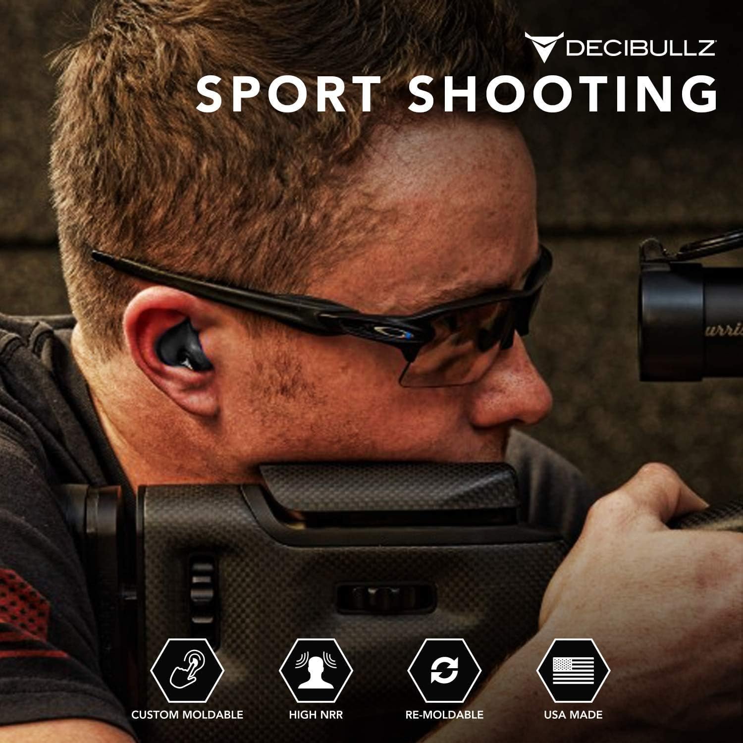 Decibullz - Custom Molded Earplugs, 31dB Highest NRR, Comfortable Hearing Protection for Shooting, Travel, Swimming, Work and Concerts (Black): Health & Personal Care