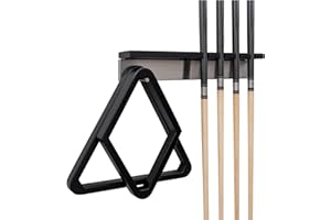 BILLIARDS XPRESS Pool Cue Rack - Pool Stick Holder Wall Mount With 4 Cue Holder & 6 Pack Of Chalk Included - Felt to Prevent Damage - Billiard Table Accessories For Man Cave