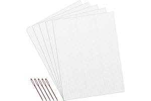 XYQMLY 5 Pcs 7 Count Plastic Mesh Canvas Sheets for Embroidery Crafting - 10.2" x 13.2", Acrylic Yarn Crafting, Knit and Crochet Projects, Make Aquarium Dividers, with 5 Pcs Weaving Needles, White