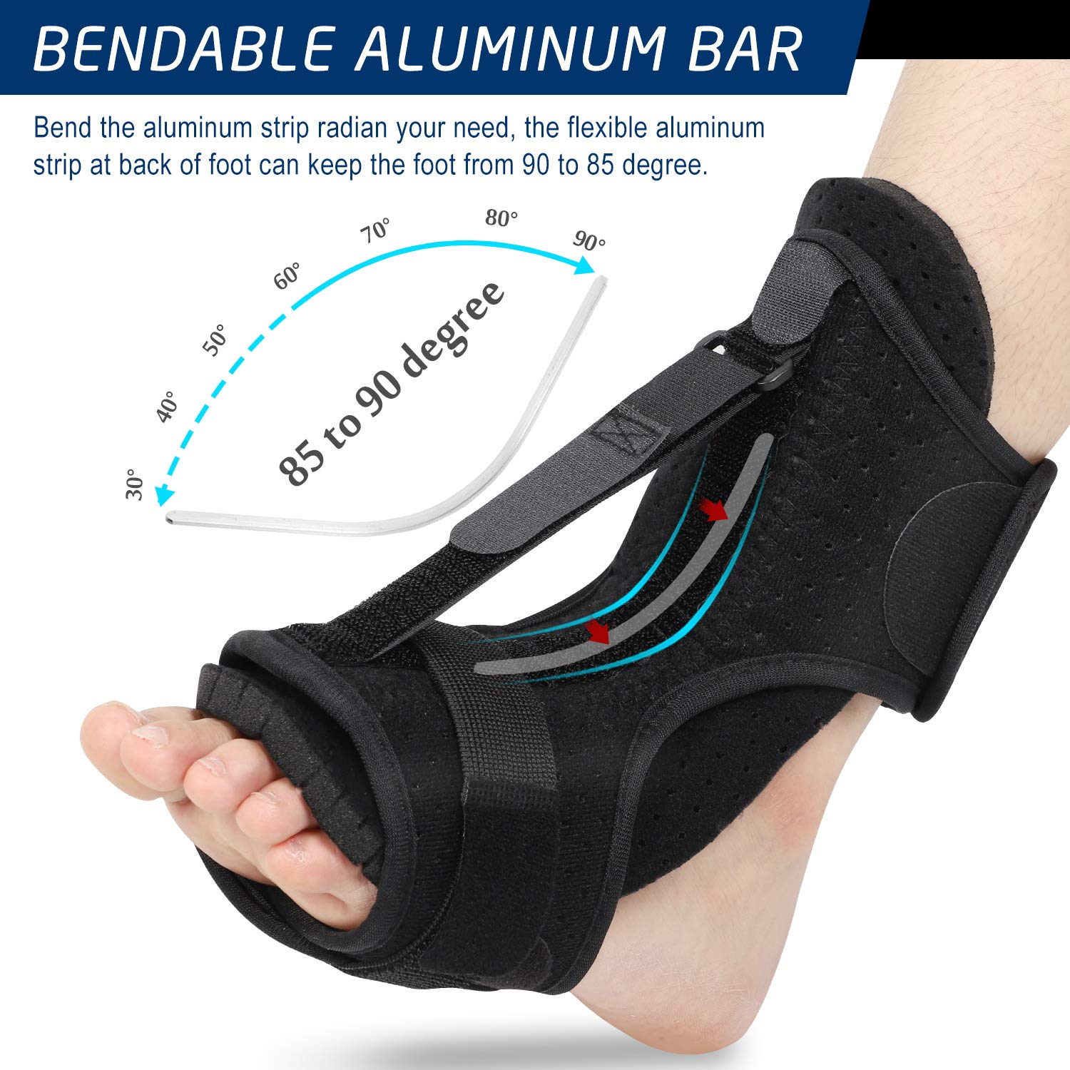 2020 Updated Version Plantar Fasciitis Night Splint, Efferey Night Splint for Plantar Fasciitis, Adjustable Foot Drop Brace, Heel, Ankle & Achilles Tendonitis Relief, Arch Pain Support with Massage Ball and Bandage: Industrial & Scientific