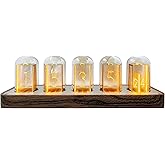 Lonyiabbi Nixie Tube Clock Electronic LED Glow mulation Retro Modern Wooden Alarm Clock USB Powered Home Decoration Gift