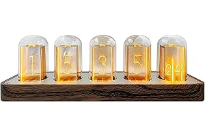 Lonyiabbi Nixie Tube Clock Electronic LED Glow mulation Retro Modern Wooden Alarm Clock USB Powered Home Decoration Gift