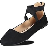 EMMA NEW YORK Women's Comfortable Ballet Flats with Strap, Ballerina Flats with Elastic Ankle Straps for Women Renaissance Shoes Women Flat Ballerina Shoes