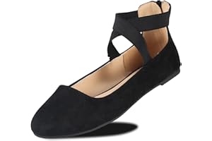 EMMA NEW YORK Women's Flats Comfortable Fashion Shoes for Women with Elastic Ankle Straps Dressy Ballerina Style Closed Toe s for Women Casual Flat