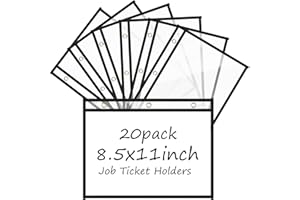 Resurhang 20 Pcs Dry Erase Sleeve Job Ticket Holders 9.9 x 12.5in Reusable Fit for 8.5 x 11 Inch Tickets 3 Rings Plastic Sleeves Landscape Shop Holders for Classroom Office Document(Black)