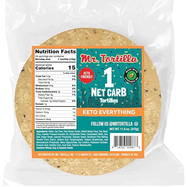MR. TORTILLA LOW CARB TORTILLA WRAPS – KETO TORTILLAS WITH AVOCADO OIL – STREET TACO SIZE – 1 NET CARB PER SERVING – LOW CALORIE KETO WRAPS – LOW CARB TORTILLAS – (EVERYTHING BAGEL, 24 COUNT)